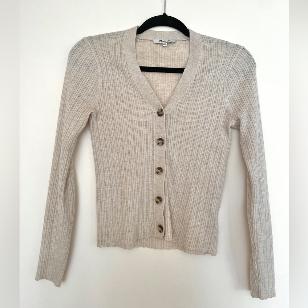 Madewell xxs oatmea cream lightweight ribbed cardigan